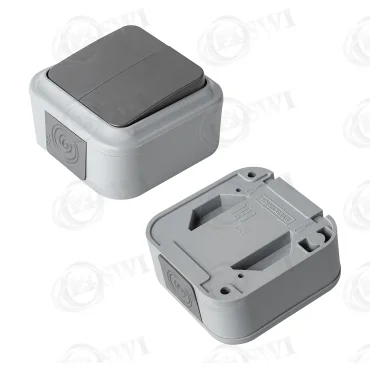 Выключатель 2-клавишный 6А IP54 серый А5 6-224(03)