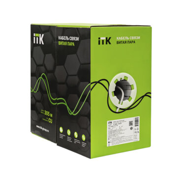 Кабель U/UTP Cat 6 4х2х0,23AWG (для внутр. прокладки) оболочка PVC цвет серый ITK