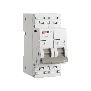 Автоматический выключатель 2P 5А (C) 4,5kA ВА 47-63N EKF PROxima