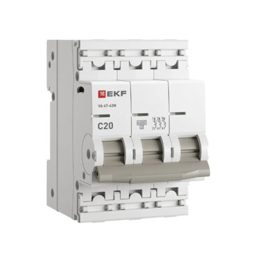 Автоматический выключатель 3P 20А (С) 6,0кА ВА 47-63N EKF PROxima