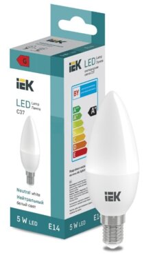 Лампа светодиодная LED Candle C37 5Вт 400lm 4000K E14 IEK
