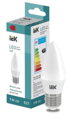 Лампа светодиодная LED Candle C37 5Вт 400lm 4000K E27 IEK