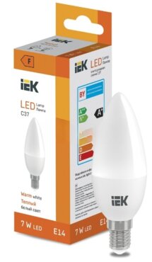 Лампа светодиодная LED Candle C37 7Вт 600lm 3000K E14 IEK