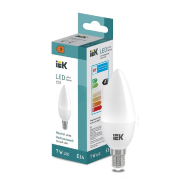Лампа светодиодная LED Candle C37 7Вт 600lm 4000K E14 IEK