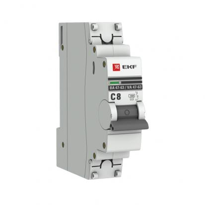 Автоматический выключатель 1P 8А (С) 4,5кА ВА 47-63 EKF PROxima